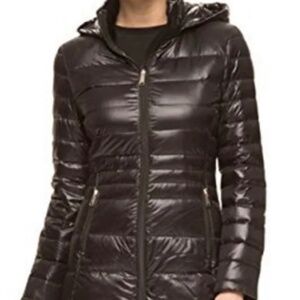 Andrew Marc Packable Lightweight Premium Down Puffer Coat Jacket, Black, XL